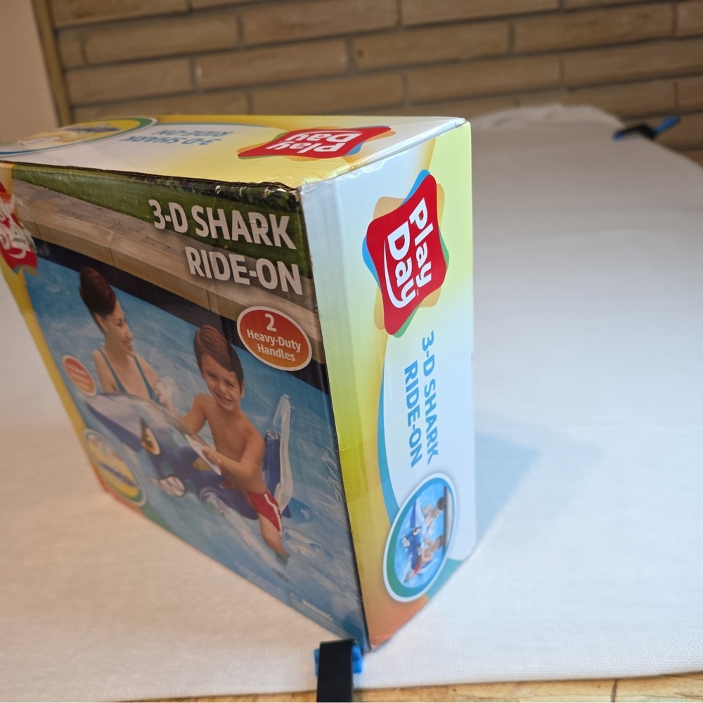 Play Day Clear Inflatable Shark Ride On Pool Rider Float NIB Blue - Picture 7 of 10